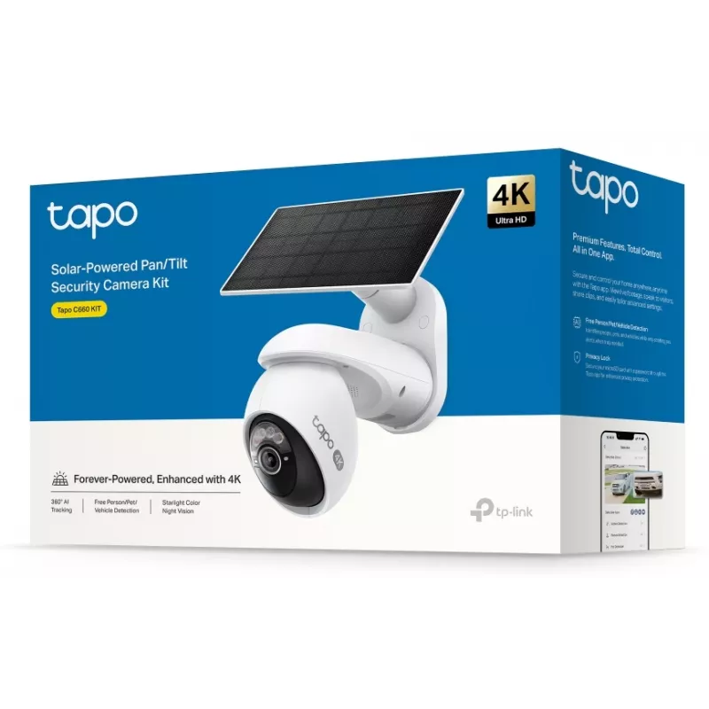 TP-Link Tapo päikeseenergial töötav pööratava/kallutatava turvakaamera komplekt