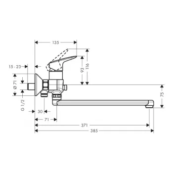 Hansgrohe Logis ühe hoovaga vannisegisti pika tilaga 71402000