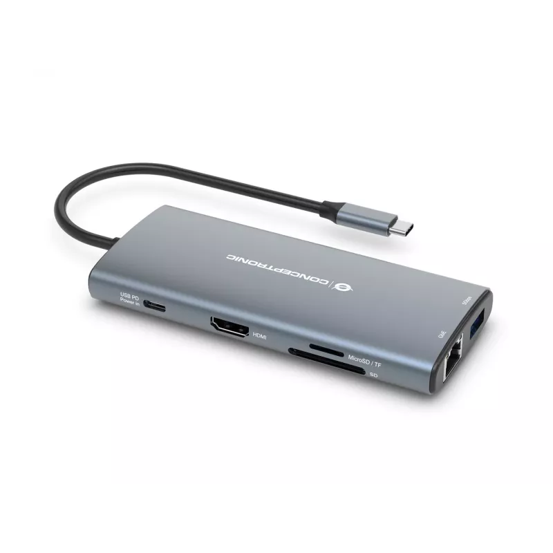 CONCEPTRONIC 10-1 Dokk USB-C->HDMI/2xUSB-C/3xUSB-A/+ 20cm h