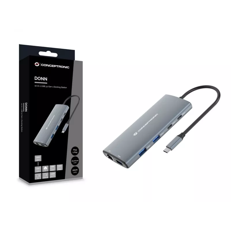CONCEPTRONIC 10-1 Dokk USB-C->HDMI/2xUSB-C/3xUSB-A/+ 20cm h