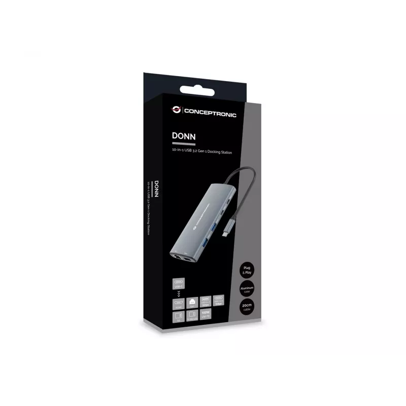 CONCEPTRONIC 10-1 Dokk USB-C->HDMI/2xUSB-C/3xUSB-A/+ 20cm h