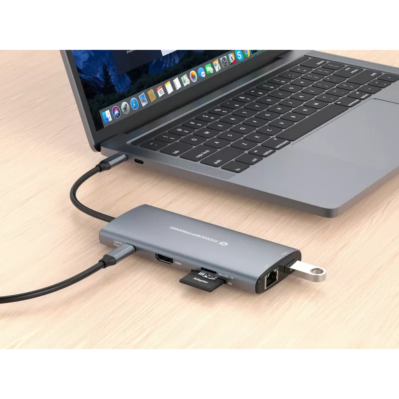 CONCEPTRONIC 10-1 Dokk USB-C->HDMI/2xUSB-C/3xUSB-A/+ 20cm h