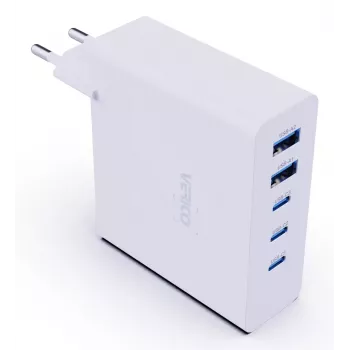 Verico MOJO GaN 140W mitme pordiga USB-C ja USB-A kiirlaadija sülearvutitele, nutitelefonidele ja tahvelarvutitele, valge