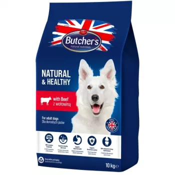 Kuiv koeratoit BUTCHER'S Natural & Healthy Dog veiselihaga – 10 kg, täisväärtuslik täiskasvanud koeratoit