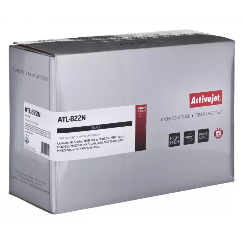 Tonerikassett ActiveJet ATL-822N Lexmarkile (asenduskassett 58D2H00), must, 15000 lehekülge, 1 tk