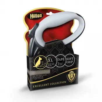 Sissetõmmatav koerarihm Hilton Smart Dog Tape XL — 7 m, koertele kuni 40 kg, must-hall