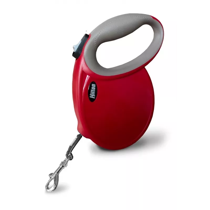 Sissetõmmatav koerarihm Hilton Smart Dog Tape L — 5 m, koertele kuni 30 kg, bordoopunane-hall