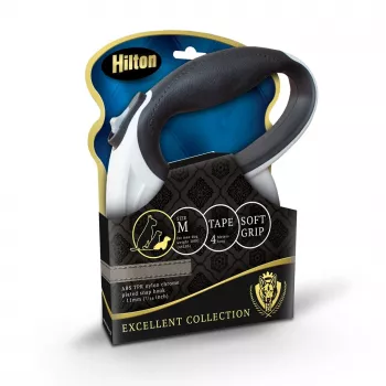 Sissetõmmatav koerarihm Hilton Smart Dog Tape M — 4 m, koertele kuni 20 kg, valge-must