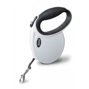 Sissetõmmatav koerarihm Hilton Smart Dog Tape M — 4 m, koertele kuni 20 kg, valge-must