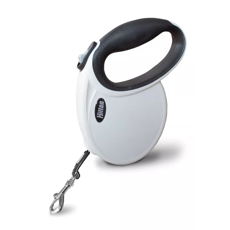 Sissetõmmatav koerarihm Hilton Smart Dog Tape M — 4 m, koertele kuni 20 kg, valge-must