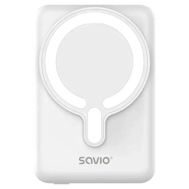 Akupank SAVIO BA-13 10000 mAh, 20 W väljundi ja juhtmeta laadimisega, valge