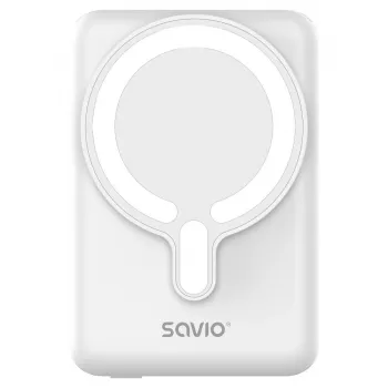 Akupank SAVIO BA-13 10000 mAh, 20 W väljundi ja juhtmeta laadimisega, valge
