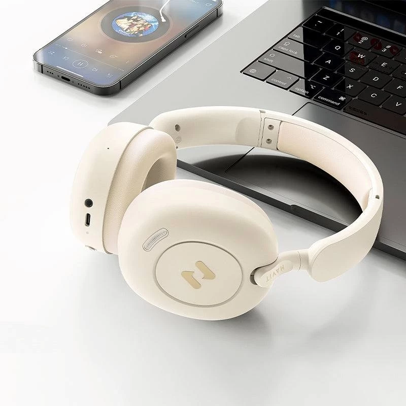 Over-ear Bluetooth Headphones HAVIT H655BT PRO — Traadita kõrvaklapid, beež, Bluetooth-heli