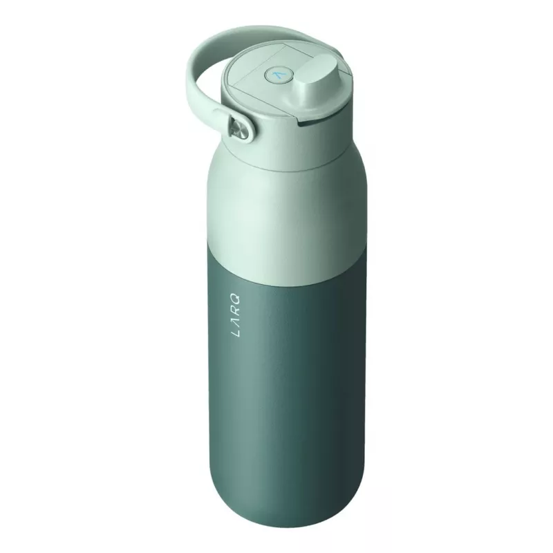 Roostevabast terasest LARQ PureVis 2 isepuhastuv veepudel 680 ml, keeratav kork, sisseehitatud aku, 20-päevane tööaeg, roheline