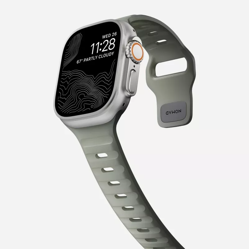 Band Nomad Sport Band hall Rubber nutikella jaoks, laius 21,5 mm, randme ümbermõõt 160–195 mm