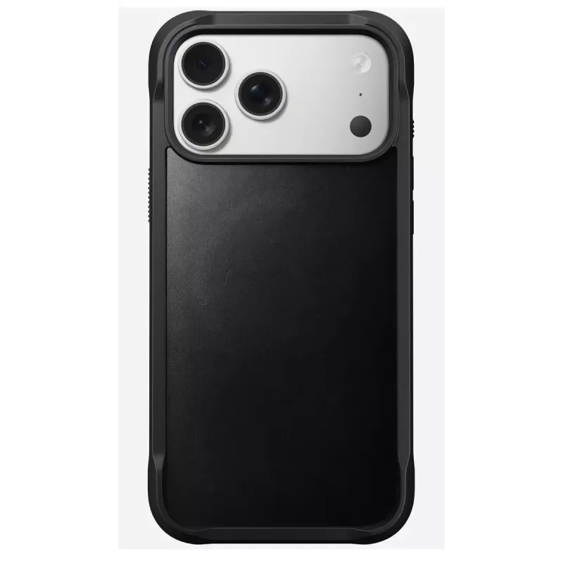 Mobiiltelefoni ümbris Nomad Rugged Leather ümbris iPhone 17 Pro Max jaoks, kate, nahk + TPU + PC, sobib 17,5 cm (6,9 tolli) ekraanile, must