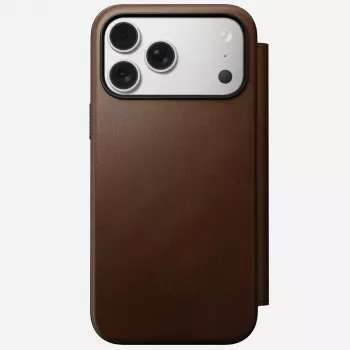 Mobiiltelefoni nahast voltümbris Nomad Modern Leather Folio iPhone 17 Pro Max (6,9 tolli) pruun, nahk/alumiinium, 4 kaarditaskut