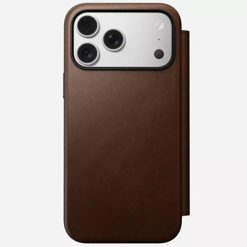 Mobiiltelefoni nahast voltümbris Nomad Modern Leather Folio iPhone 17 Pro Max (6,9 tolli) pruun, nahk/alumiinium, 4 kaarditaskut