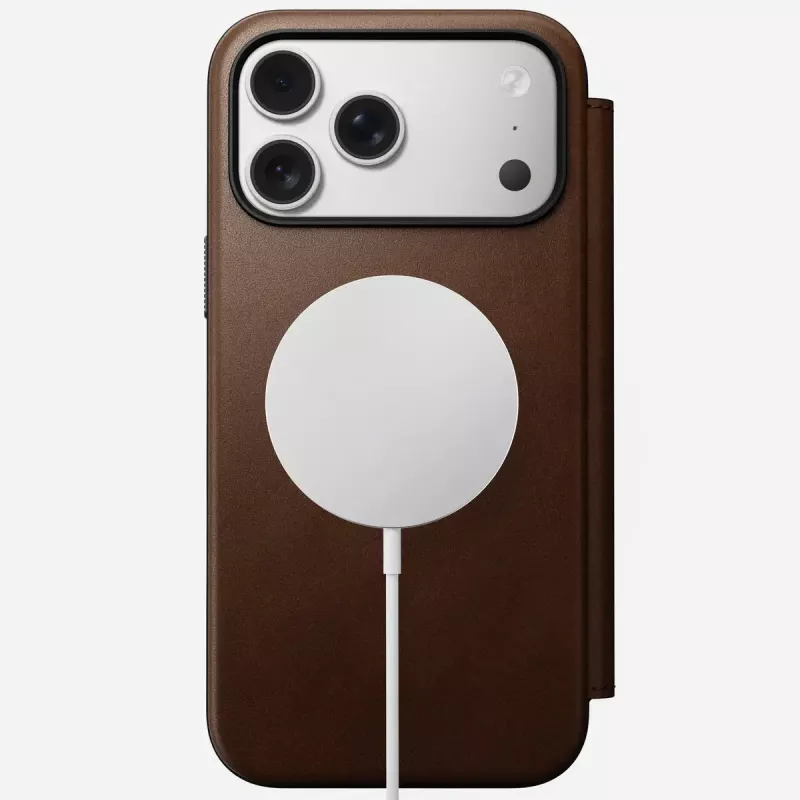 Mobiiltelefoni nahast voltümbris Nomad Modern Leather Folio iPhone 17 Pro Max (6,9 tolli) pruun, nahk/alumiinium, 4 kaarditaskut