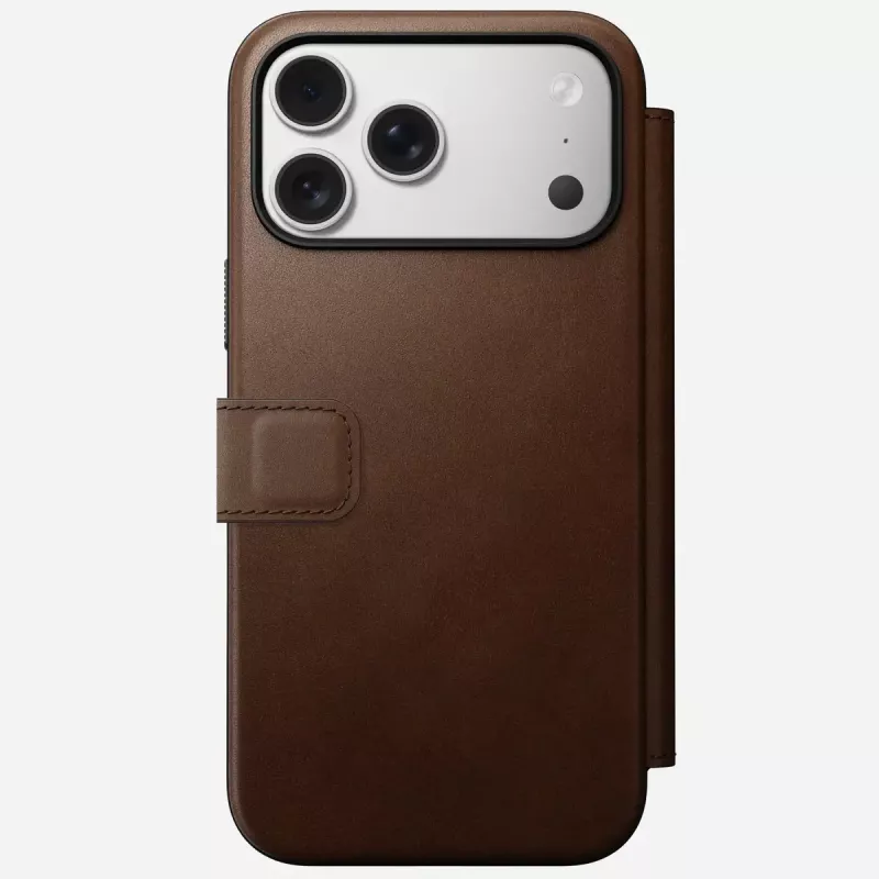 Mobiiltelefoni nahast voltümbris Nomad Modern Leather Folio iPhone 17 Pro Max (6,9 tolli) pruun, nahk/alumiinium, 4 kaarditaskut
