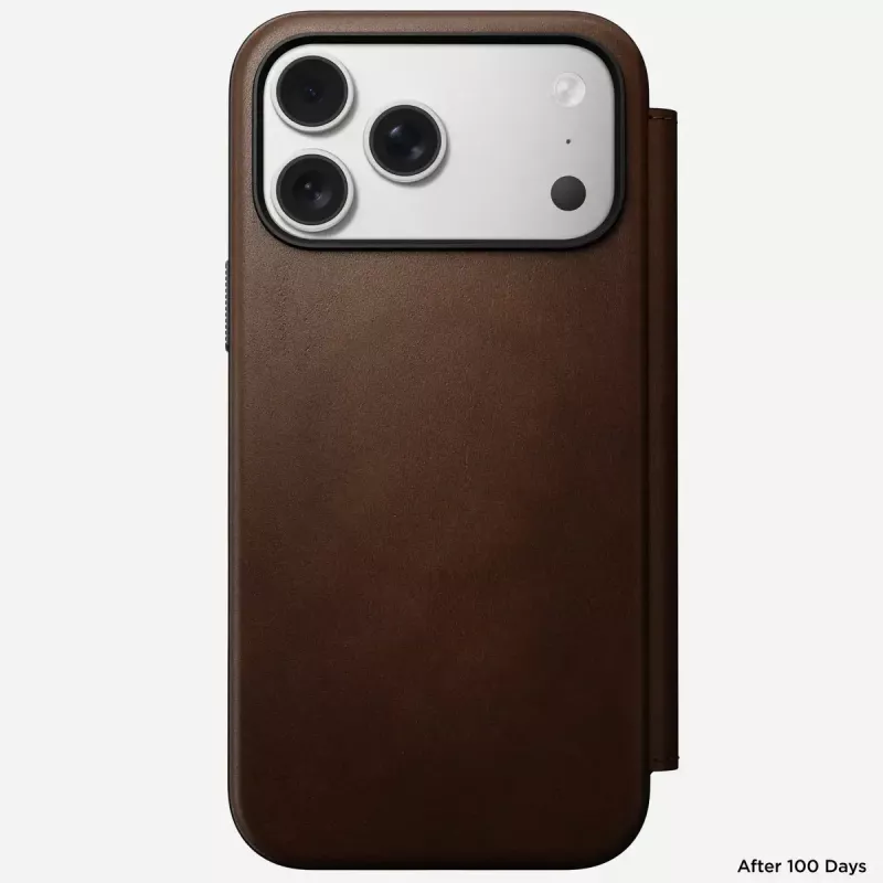 Mobiiltelefoni nahast voltümbris Nomad Modern Leather Folio iPhone 17 Pro Max (6,9 tolli) pruun, nahk/alumiinium, 4 kaarditaskut