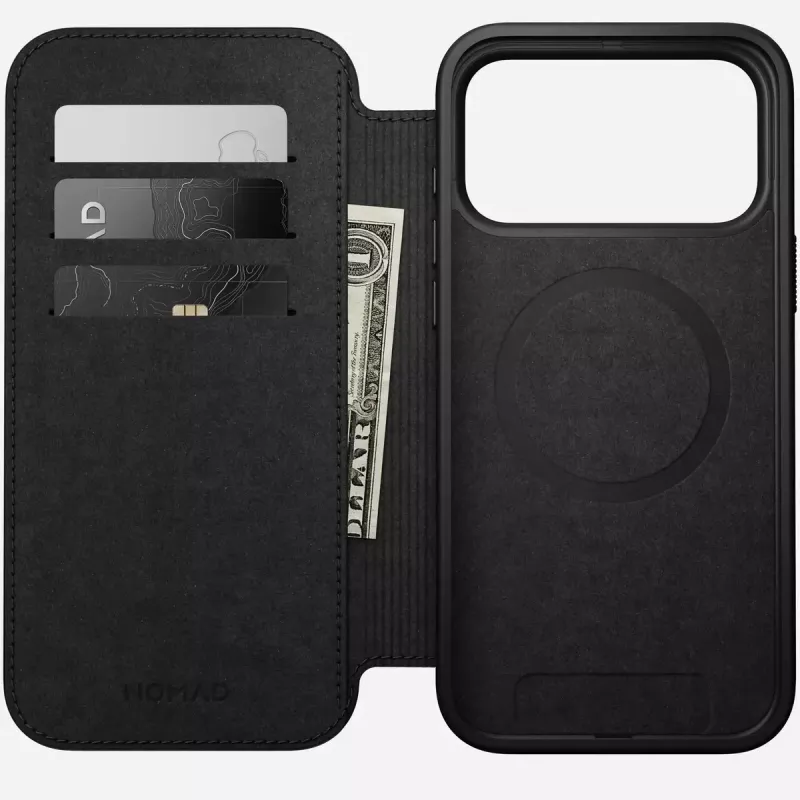 Mobiiltelefoni nahast voltümbris Nomad Modern Leather Folio iPhone 17 Pro Max (6,9 tolli) pruun, nahk/alumiinium, 4 kaarditaskut
