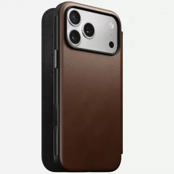 Mobiiltelefoni nahast voltümbris Nomad Modern Leather Folio iPhone 17 Pro Max (6,9 tolli) pruun, nahk/alumiinium, 4 kaarditaskut