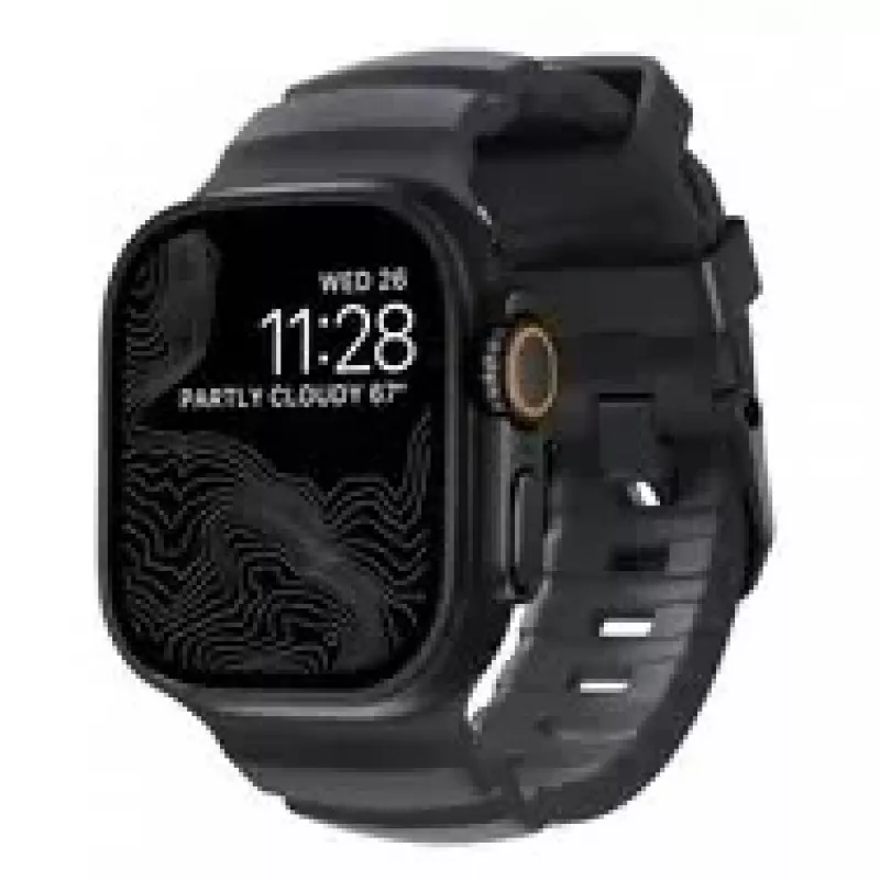 NOMAD Rocky Point Band - rihm Apple Watch 46mm/49mm jaoks, FKM ja titaaniga (torm, must riistvara)