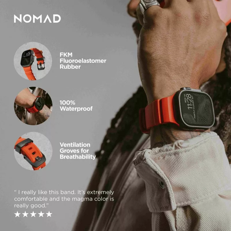 Band Nomad Rocky Point Must Leather for Smartwatch — Wrist 145–195 mm, Titanium Buckle
