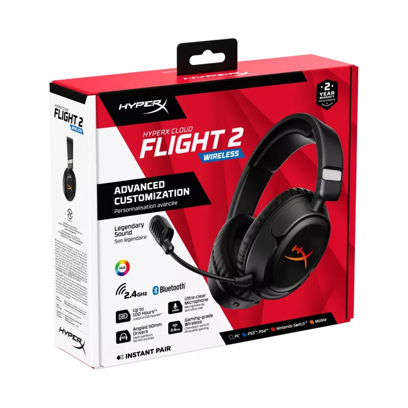 Juhtmevaba mänguri peakomplekt HyperX Cloud Flight 2 — Kõrvaklapp, Must