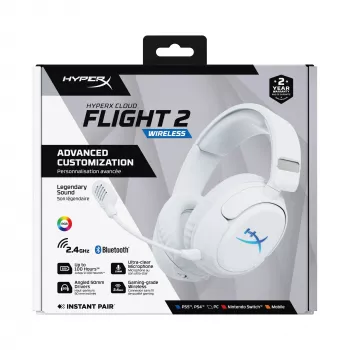 Juhtmevaba mängupeakomplekt KINGSTON HyperX Cloud Flight 2 USB-C ja Bluetoothiga, valge