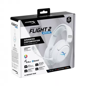 Juhtmevaba mängupeakomplekt KINGSTON HyperX Cloud Flight 2 USB-C ja Bluetoothiga, valge