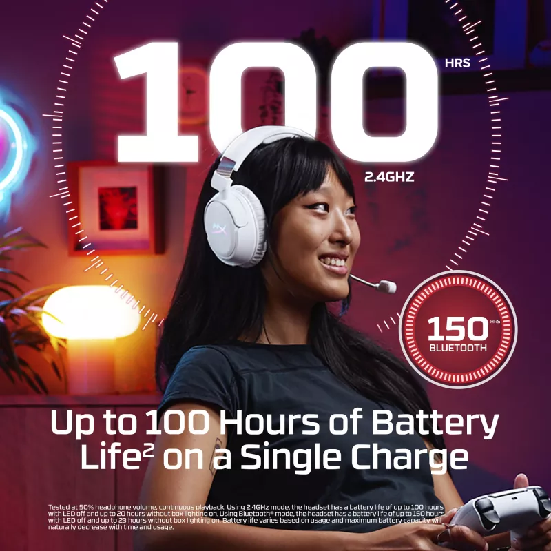Juhtmevaba mängupeakomplekt KINGSTON HyperX Cloud Flight 2 USB-C ja Bluetoothiga, valge
