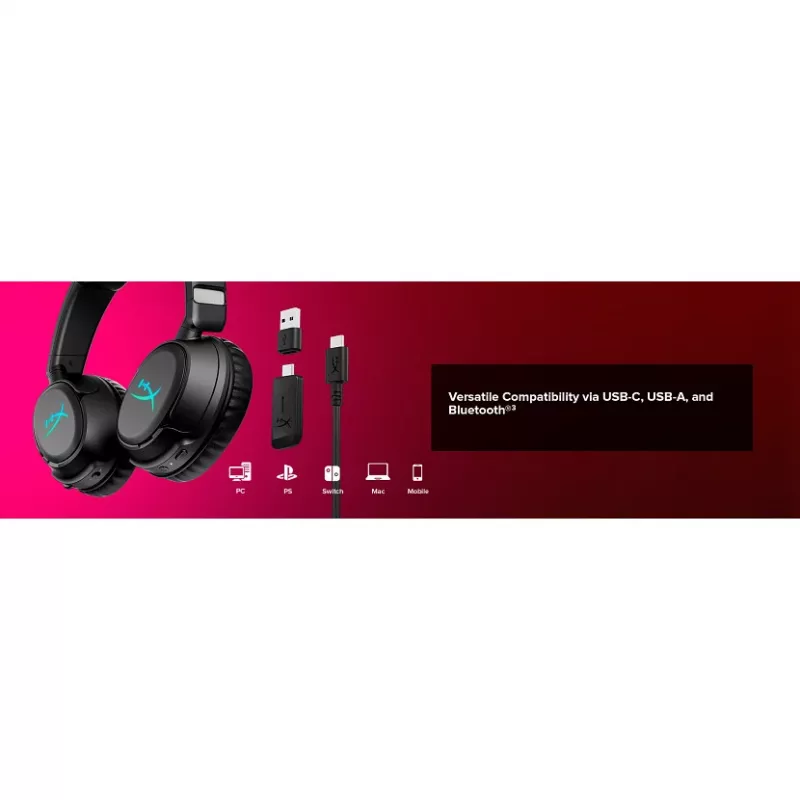 Juhtmevaba mängupeakomplekt KINGSTON HyperX Cloud Flight 2 USB-C ja Bluetoothiga, valge