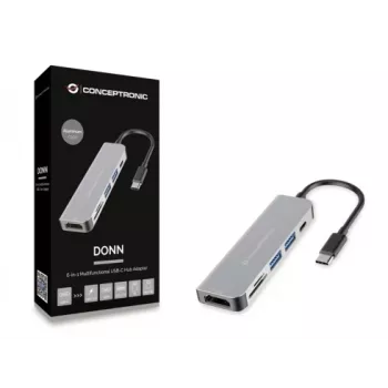 Conceptronic DONN02G sülearvuti dokk/pordireplikaator USB 3.2 Gen 1 (3.1 Gen 1) USB-C Alumiinium