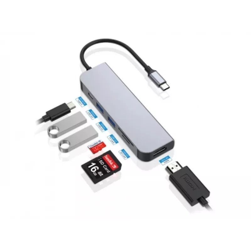 Conceptronic DONN02G sülearvuti dokk/pordireplikaator USB 3.2 Gen 1 (3.1 Gen 1) USB-C Alumiinium