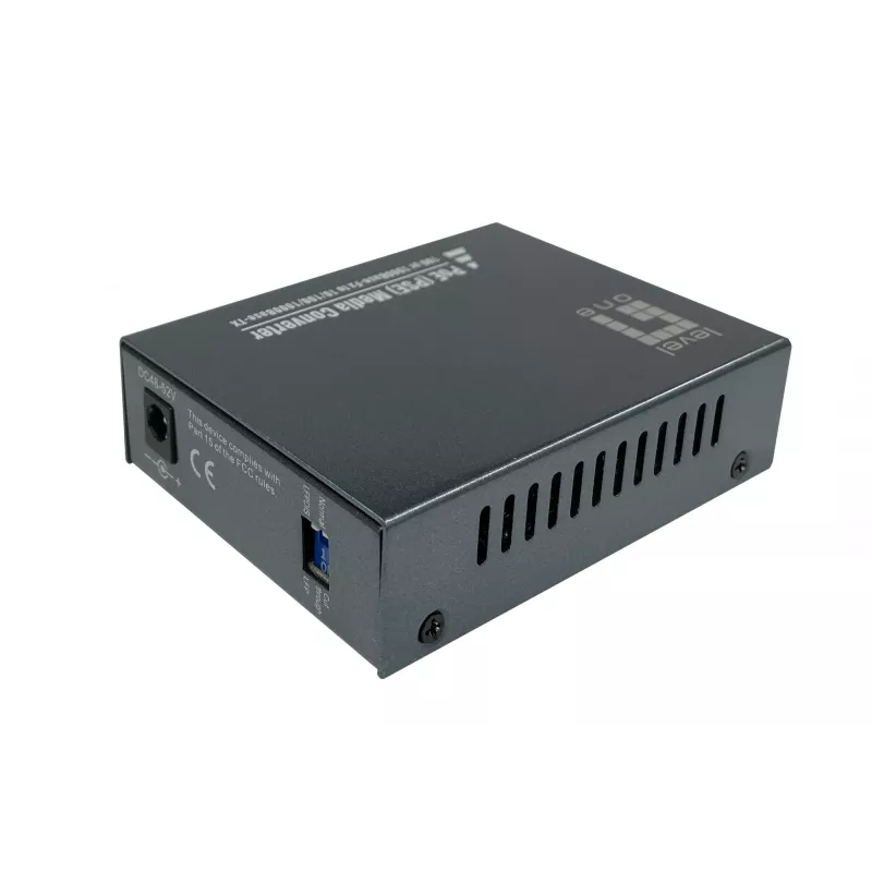 LevelOne RJ45–SC gigabit-meediumimuundur, PoE PSE, ühemoodiline fiiber, 20 km