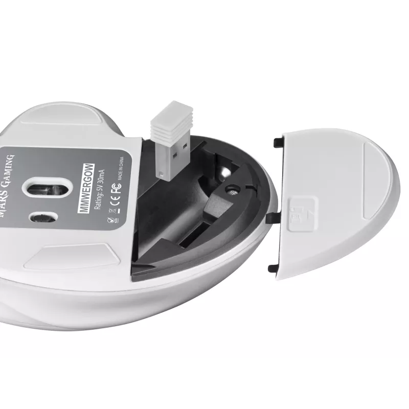 Mars Gaming MMWERGO Wireless hiir Ergonomic Valge, Right-hand, Mechanical, RF Wireless, 3200 DPI, Valge