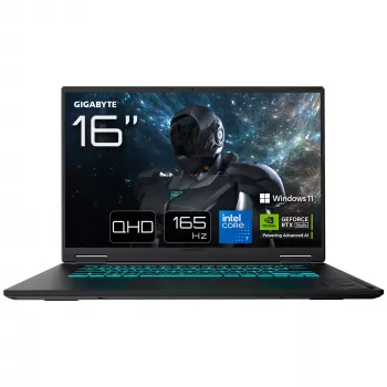 GIGABYTE GAMING A16 PRO DYHG5DECC4SH sülearvuti Intel Core 7 240H 40.6 cm (16 tolli) Quad HD+ 32 GB LPDDR5x-SDRAM 1 TB SSD NVIDIA® GeForce RTX™ 5080 Laptop GPU Wi-Fi 6E (802.11ax) Windows 11 Home Must