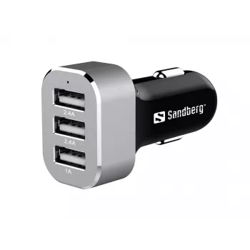 Sandberg Multi autolaadija 3x USB, auto, sigaretisüütaja, USB, 5 V, must, hõbedane