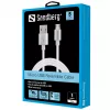 Sandberg MicroUSB pööratav kaabel 1m, 1 m, USB A, Micro-USB A, hõbedane, valge