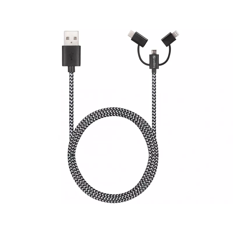 Sandberg 3in1 Lightning+MicroUSB+USB-C 1m, 1 m, Micro-USB A, USB A, isane/isane, must, hall