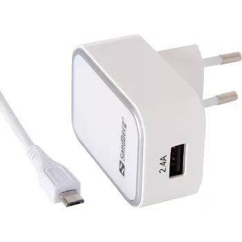 Sandberg AC laadija EL Micro USB 2,4A, sisetingimustesse, vahelduvvool, 5 V, valge