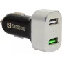 Sandbergi autolaadija 1xQC 3.0+1xUSB2.4A, automaatne, sigaretisüütaja, 12 V, alumiinium, must