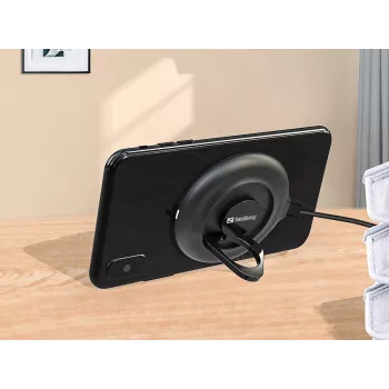 Sandberg Wireless Charger Suction Ring, Indoor, Outdoor, USB, Wireless charging, PowerIQ, Must