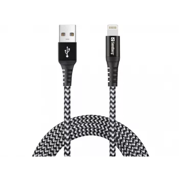 Sandberg Survivor Lightning-kaabel 2M, 2 m, Lightning, USB A, isane, isane, must, hall