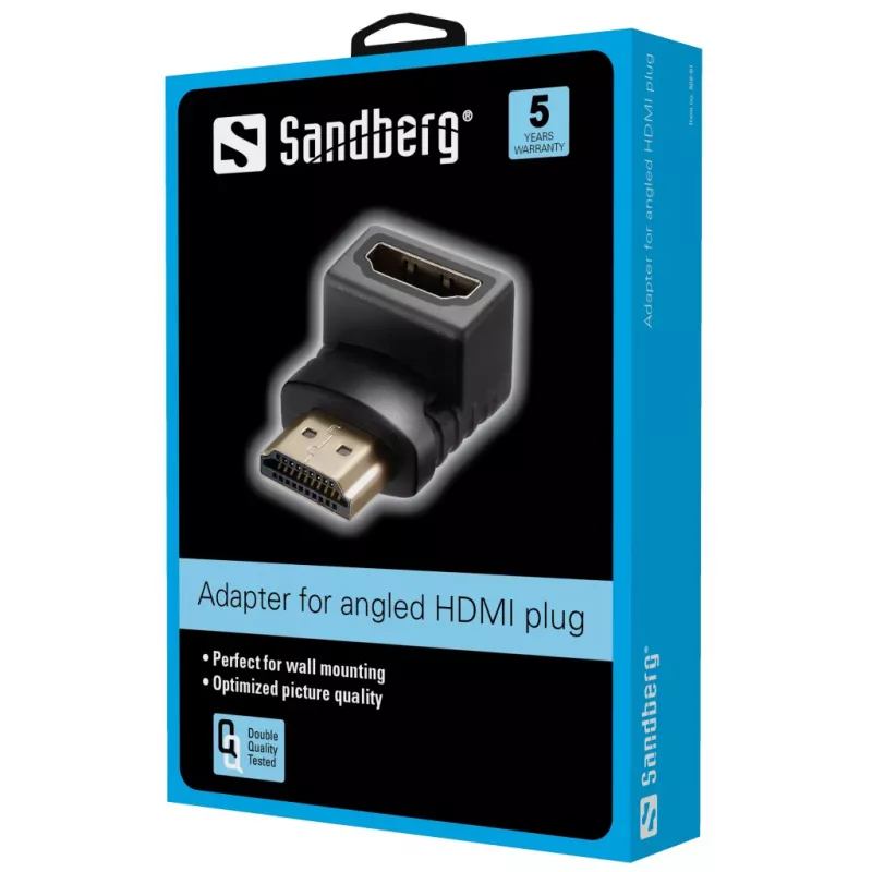 Sandberg HDMI 2.0 nurgaadapteri pistik, HDMI, HDMI, must