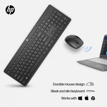 HP 230 juhtmevaba klaviatuuri ja hiire komplekt, täissuuruses, membraan, valge