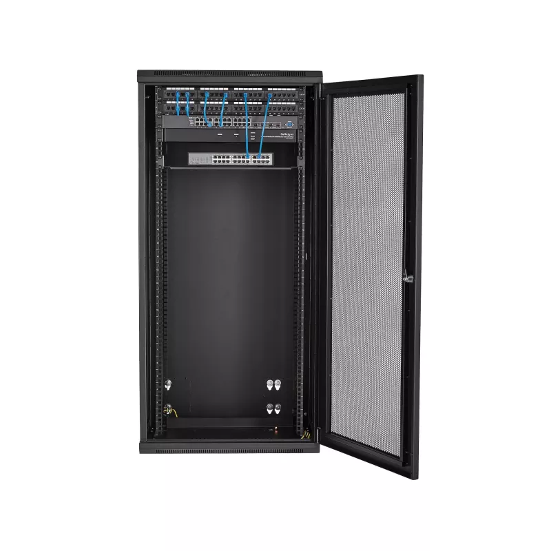 StarTech.com 4-postine 26U seinale kinnitatav võrgukapp 1U riiuliga, 19-tolline hingedega seinale kinnitatav serveririiul andme-/AV-/elektroonika-/arvutiseadmetele, paindlik ventileeritav riiulikorpus