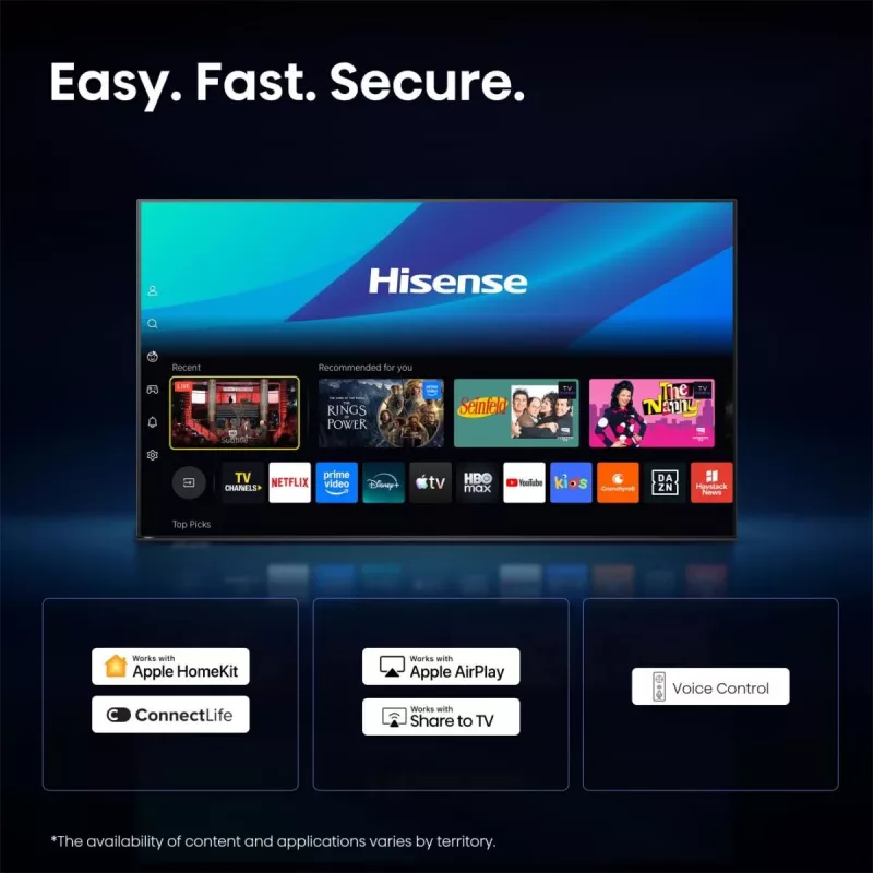 Hisense 65E7S PRO TV 165.1 cm (65 tolli) UHD+ nutiTV Wi-Fi must 350 cd/m²